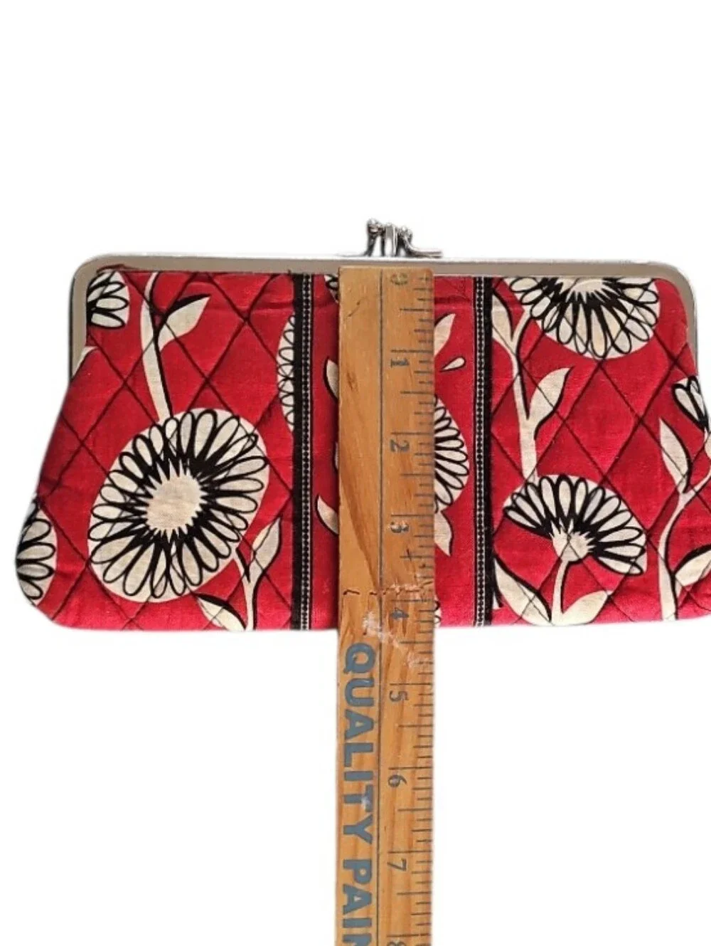 Vera Bradley Deco Daisy Double Kiss Lock Wallet Retired Floral Clutch Red White - Picture 11 of 14